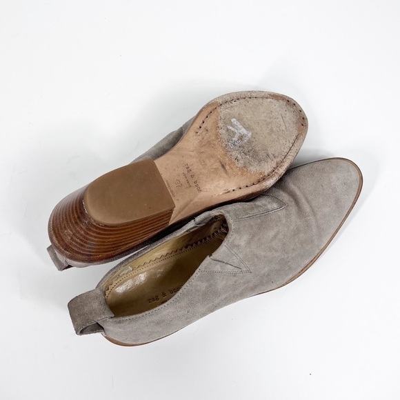 RAG & BONE Thompson Dove Grey Suede 2” Heeled Bootie Almond Toe - Picture 8 of 10